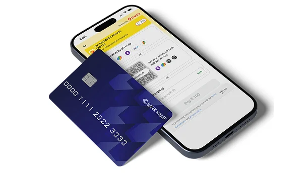 A modern image of a FiatPe Point-of-Sale terminal displaying a payment screen with a successful transaction notification, showing a customer tapping a card on the device. The image highlights FiatPe's capability of handling contactless card payments efficiently and securely for businesses.